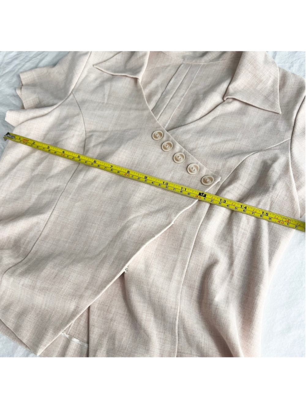 VTG Asymmetrical Button Front Short Sleeve Blouse Pink Small Preppy Academia - Picture 6 of 8